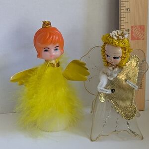 Vintage Angel Christmas Tree Ornaments Lot Of 2 Holiday Decor Collectibles
